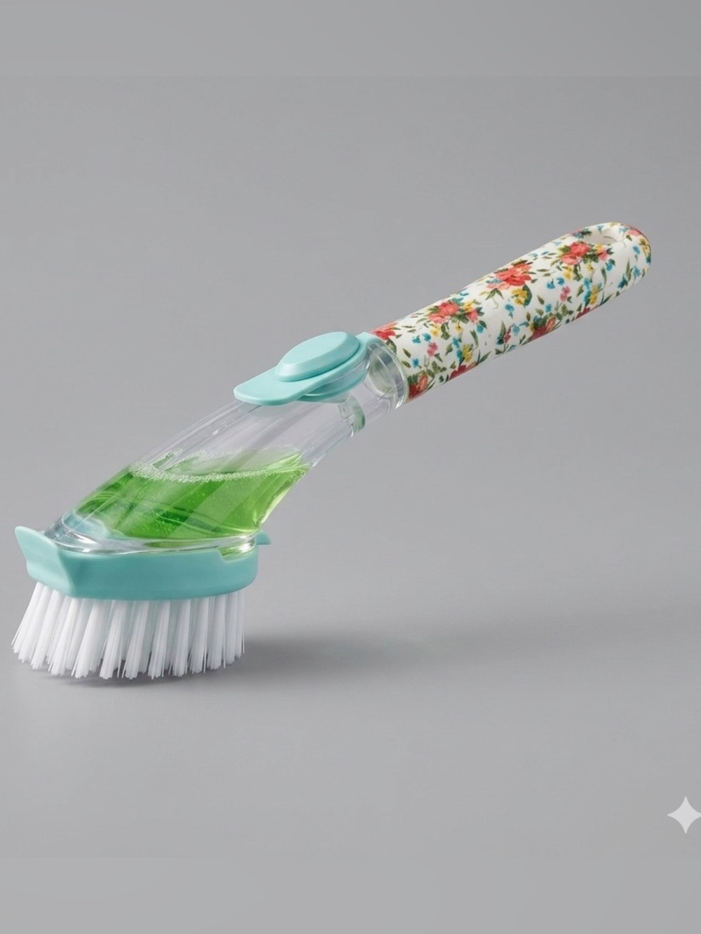 🌺 New Pioneer Woman Sweet Rose Dispensing Dish Soap Brush, Red &  Blue